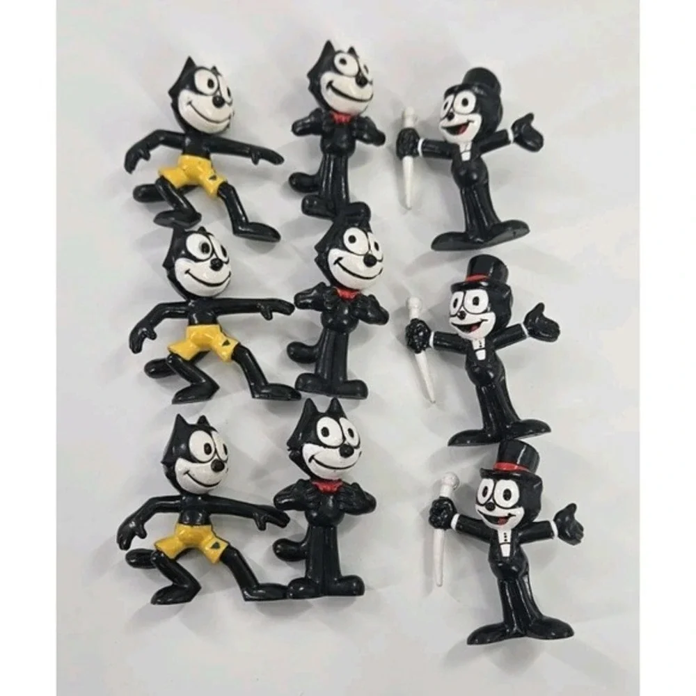 Lot of 3 Felix the Cat PVC Figures by Applause 1989 Bow Tie Top Hat Shorts‎ 2